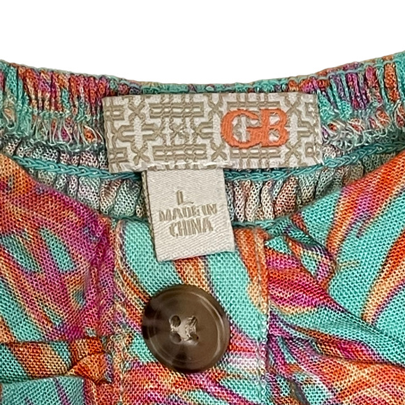 Gianni‎ Bini Halter Top Size Large Teal Multi Color Floral Lined Womens Rayon - Picture 5 of 6